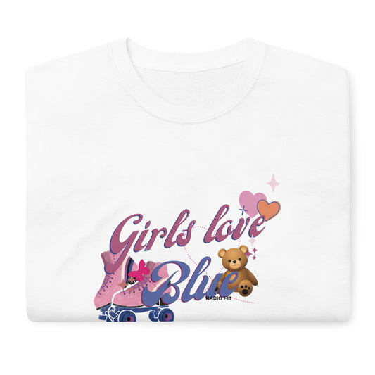 Girls Love Blue White Short Sleeve T-Shirt